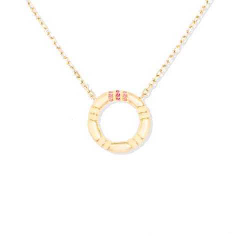Crew Small Circle Pendant Necklace - Pink Sapphire & Diamond