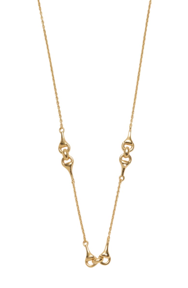 Argento Vivo Sterling Silver Mini Equestrian Station Necklace, Main, color, Gold