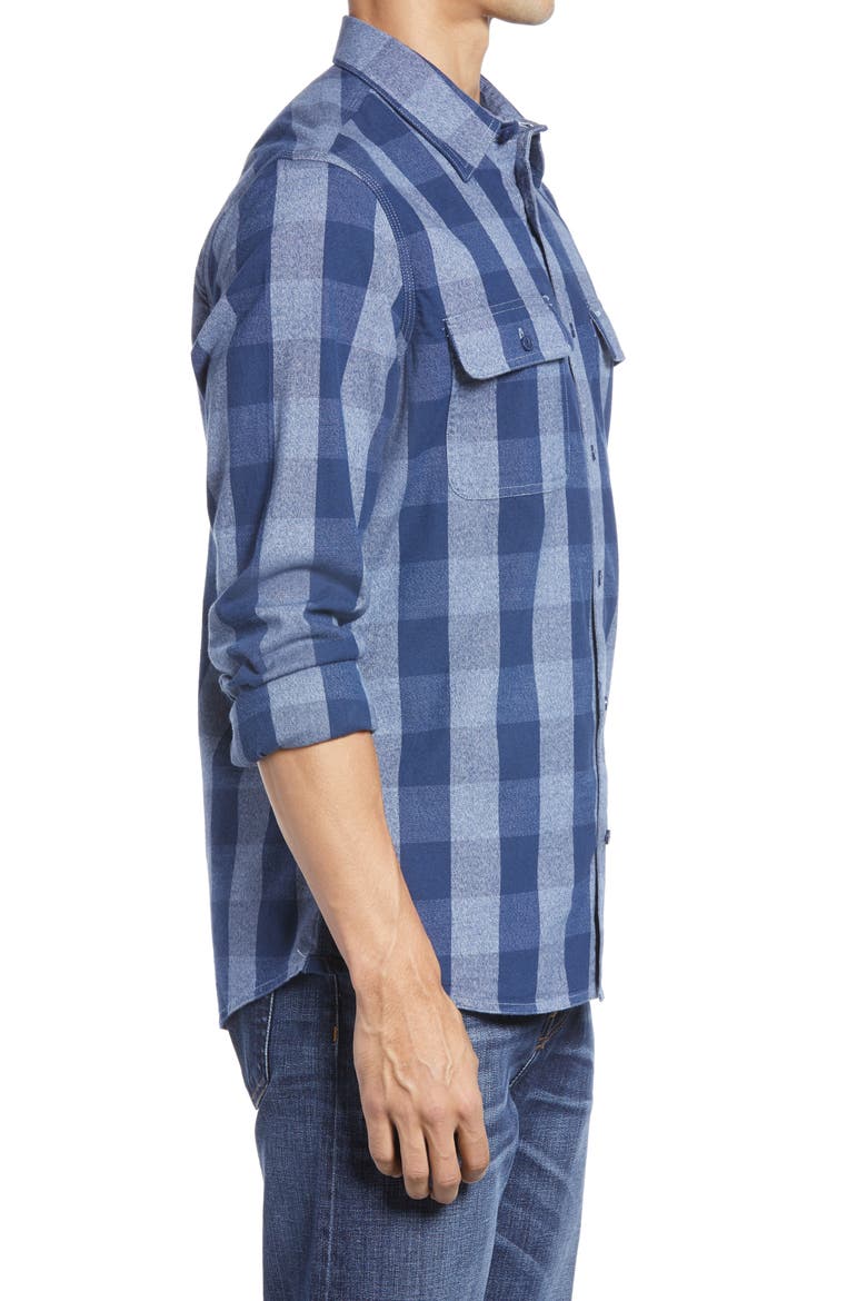 Trim Fit Buffalo Check Stretch Flannel Button-Up Shirt, Alternate, color, NAVY GREY JASPE BUFFALO