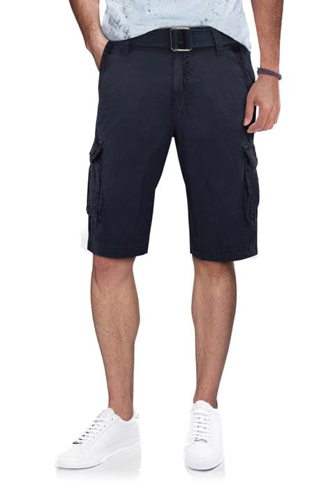 Belted Cotton Twill Cargo Shorts