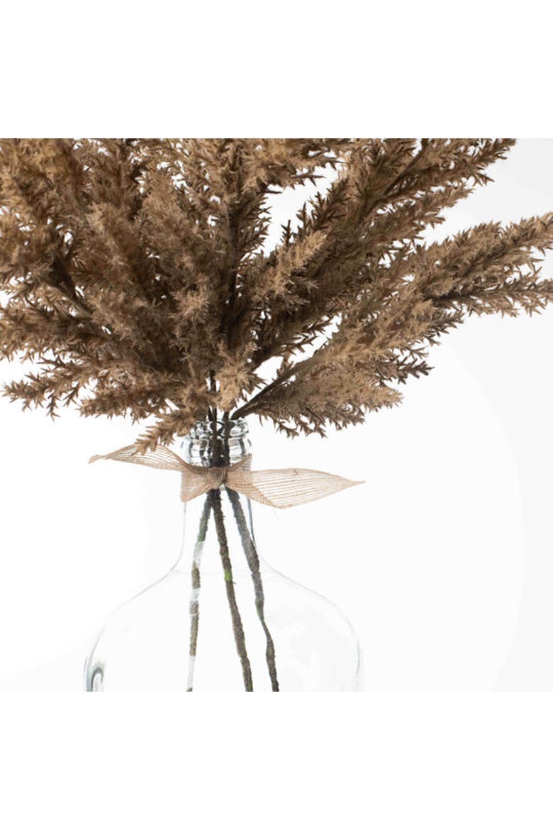 Beige Pampas Grass Everyday Fall Water Illusion Arrangement in Large Glass Jug Vase with Burlap Tie, Alternate, color, Beige