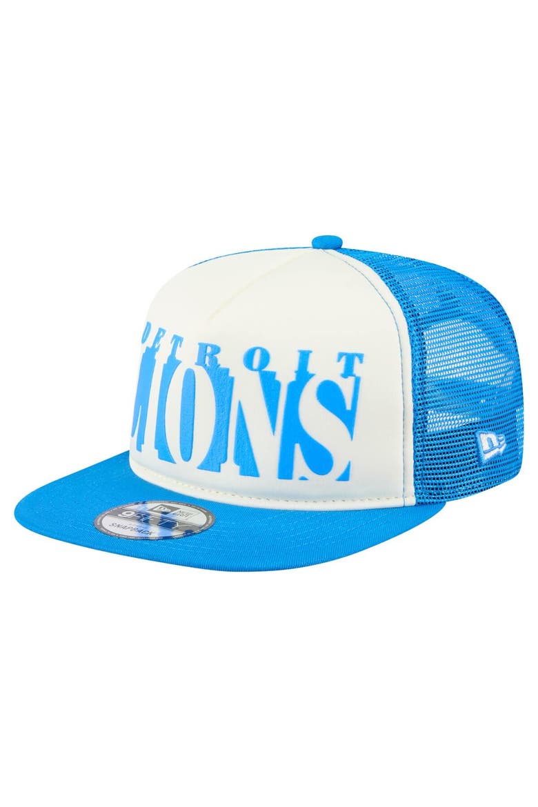 Men's New Era Cream/Blue Detroit Lions  Cutout A-Frame 9FIFTY Snapback Hat, Alternate, color, Cream