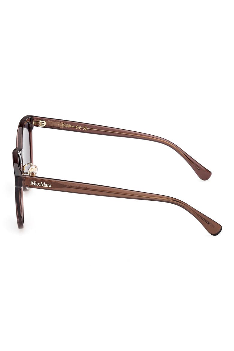55mm Round Sunglasses, Alternate, color, SHINY DARK BROWN / SMOKE