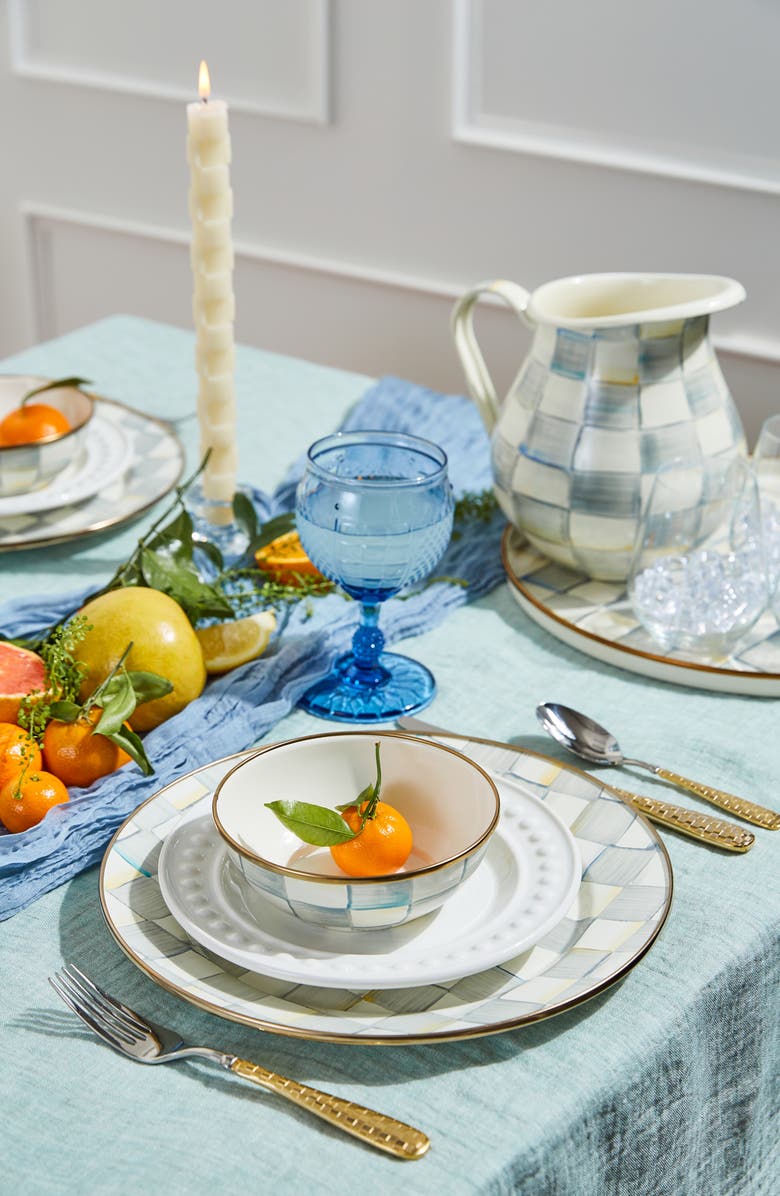 MACKENZIE CHILDS Sterling Check Enameled Steel 3-Quart Pitcher, Alternate, color, Grey/ White