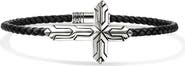 John Hardy Icon Silver Cross Woven Leather Bracelet