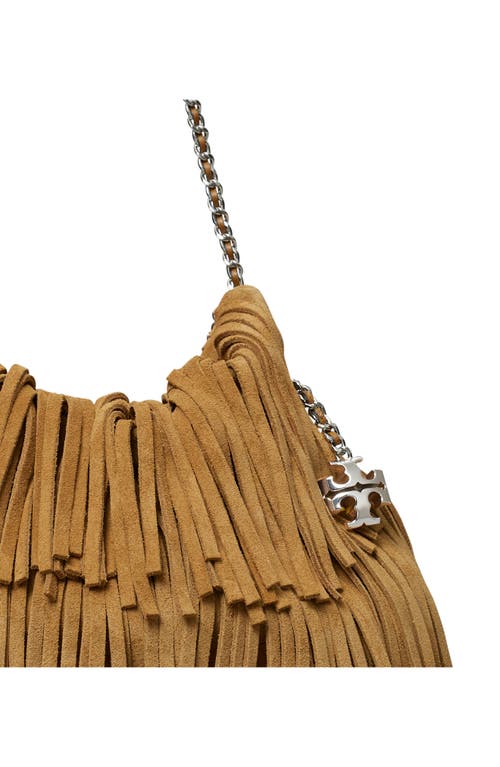 Tory Burch Mini Fleming Suede Fringe Hobo Bag