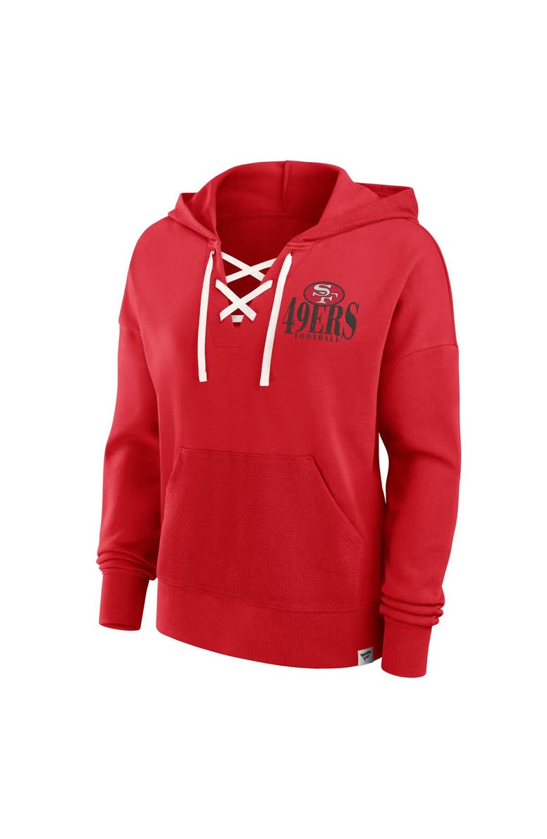 FANATICS Women's Fanatics Scarlet San Francisco 49ers Blitz Left Lace-Up Pullover Hoodie, Alternate, color, Scarlet