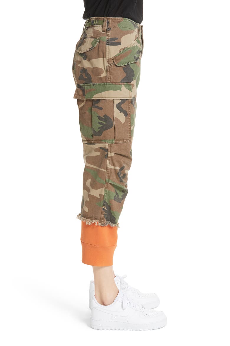 Camo Harem Pants with Sweat Cuffs, Alternate, color, CAMO W/ ORANGE COMBO