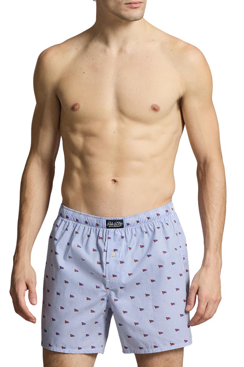Woven Cotton Boxers, Main, color, PENNANT FLAG STRIPE