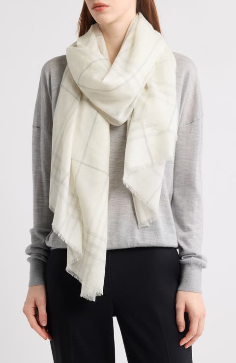 Plaid Cashmere Fringe Scarf