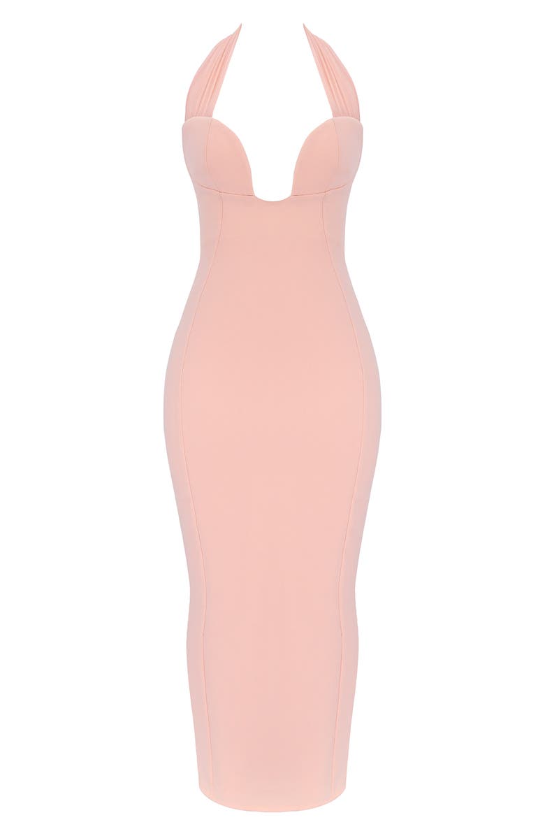 HOUSE OF CB Gianina Halter Column Gown, Alternate, color, Peach Nectar