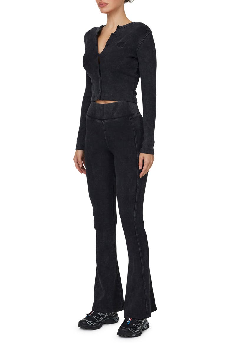 Ribbed Vintage Flared Leggings, Alternate, color, Black