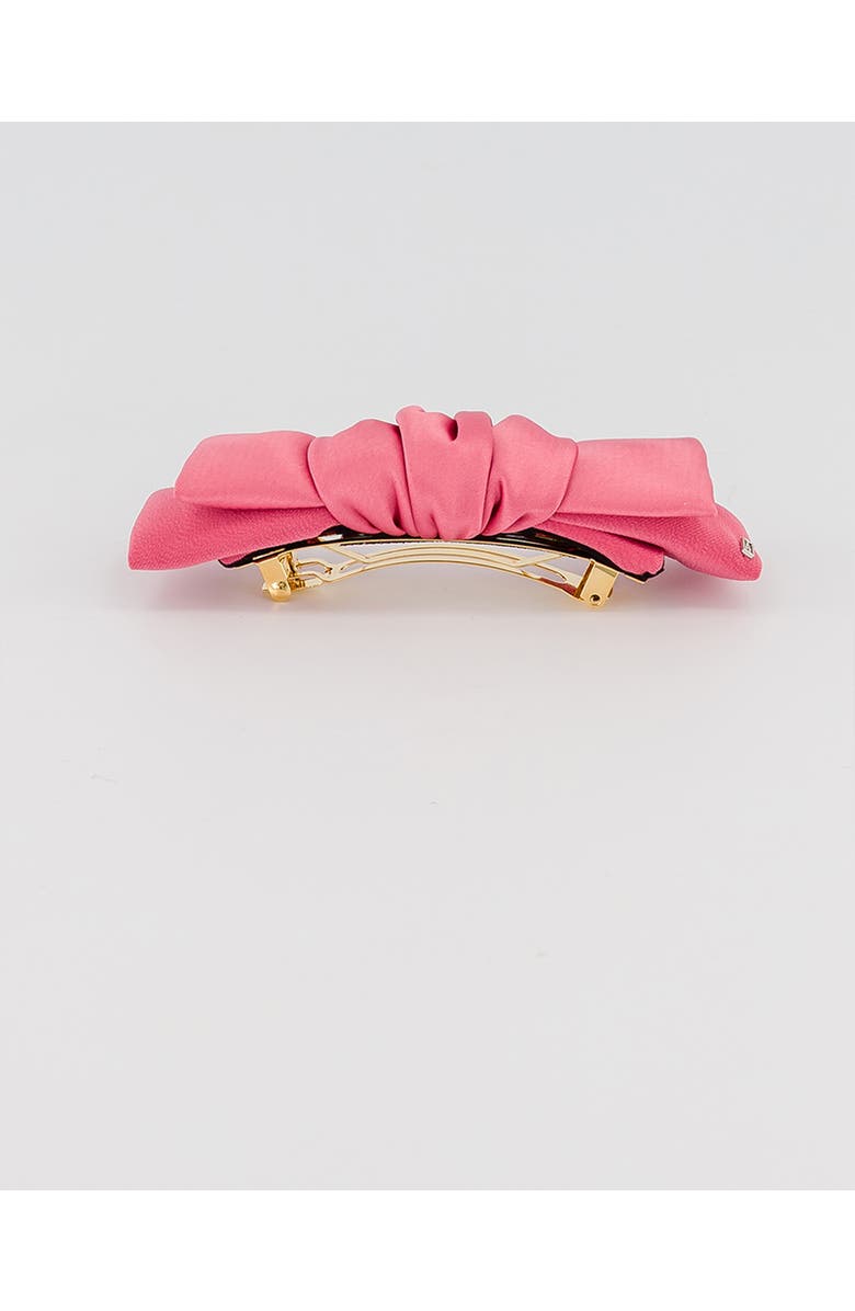 Alexandre de Paris Silk bow hair barette, Alternate, color, Pink