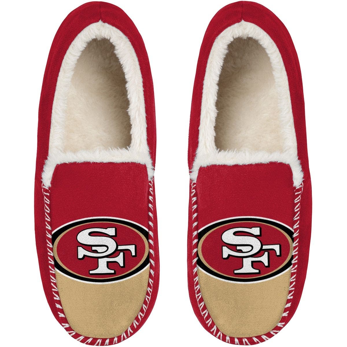 FOCO Men's FOCO San Francisco 49ers Colorblock Moccasin Slippers, Main, color, 