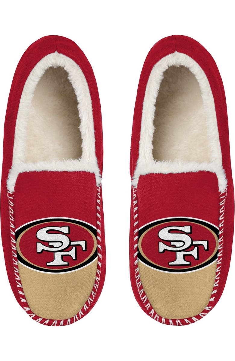 FOCO Men's FOCO San Francisco 49ers Colorblock Moccasin Slippers, Main, color,