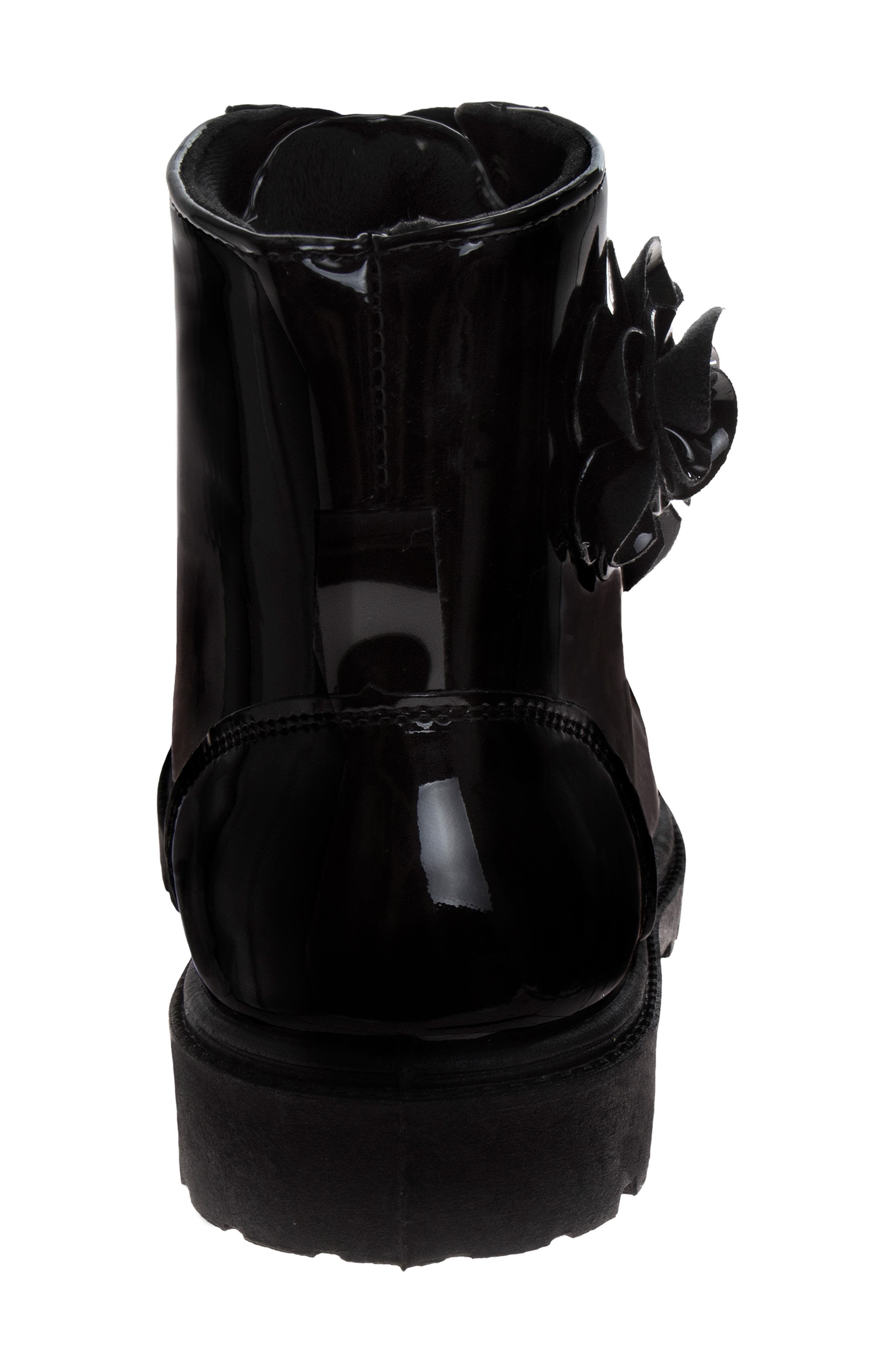 Kids' Floral Faux Leather Combat Boot, Alternate, color, BLACK