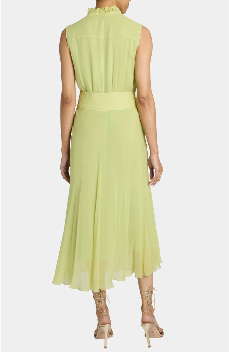 Santorelli NIRVA Sleeveless Sleeveless Ruffle-Neck Midi Dress in Silk Georgette, Alternate, color, Pistachio