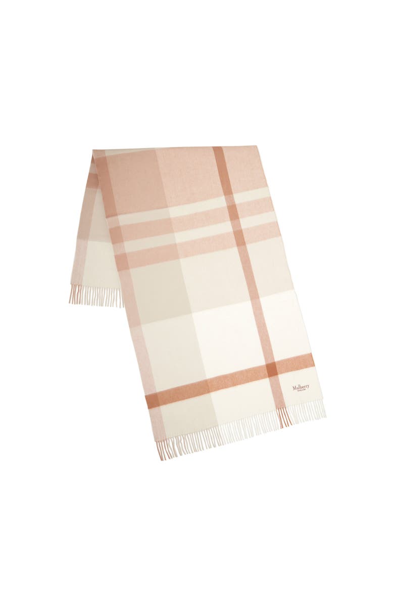 Mulberry Large Check Merino Wool Scarf, Main, color, Maple-White