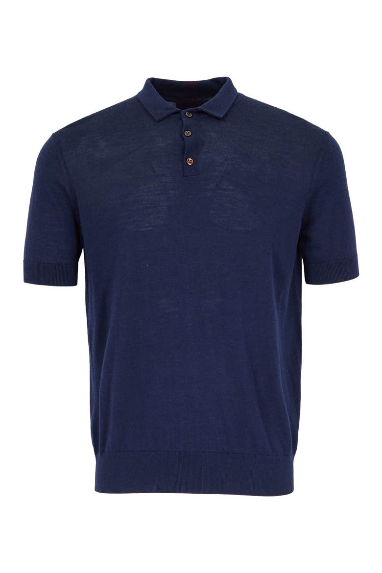 Mens Merino Silk Cashmere Polo, Alternate, color, Navy