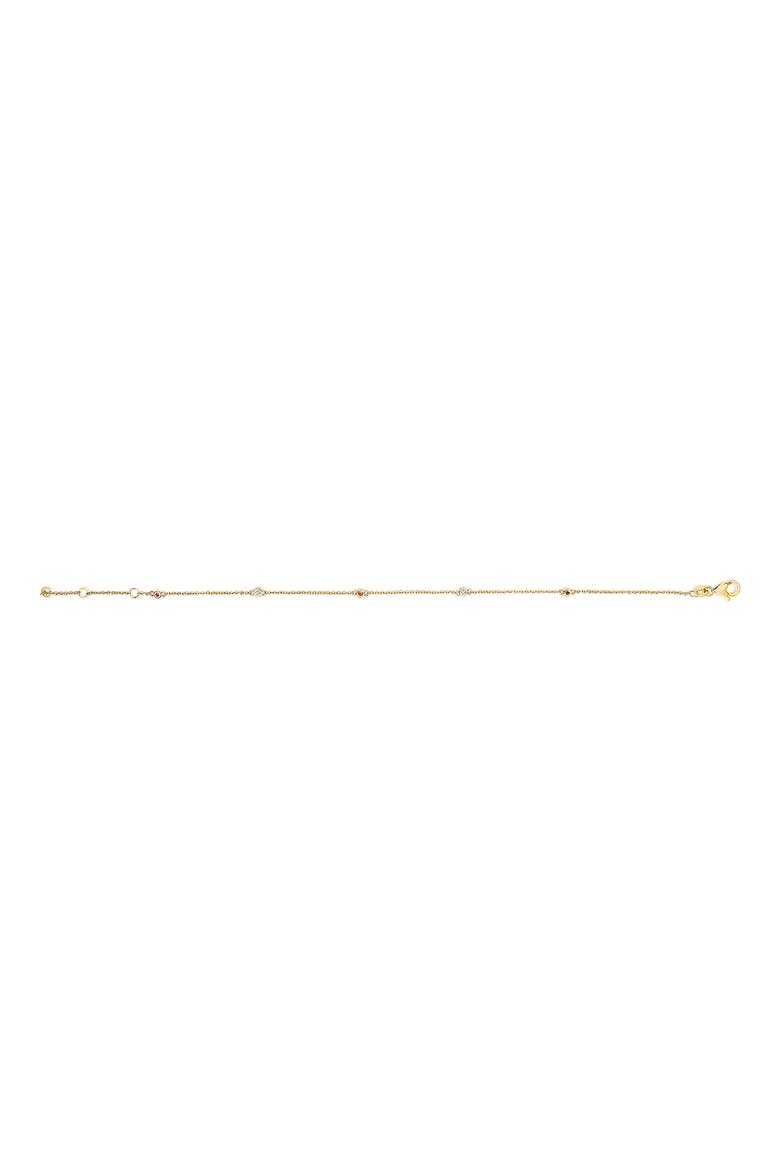 14K Yellow Gold Red Ruby and White Diamond Bezel Station Chain Bracelet, Alternate, color, Yellow