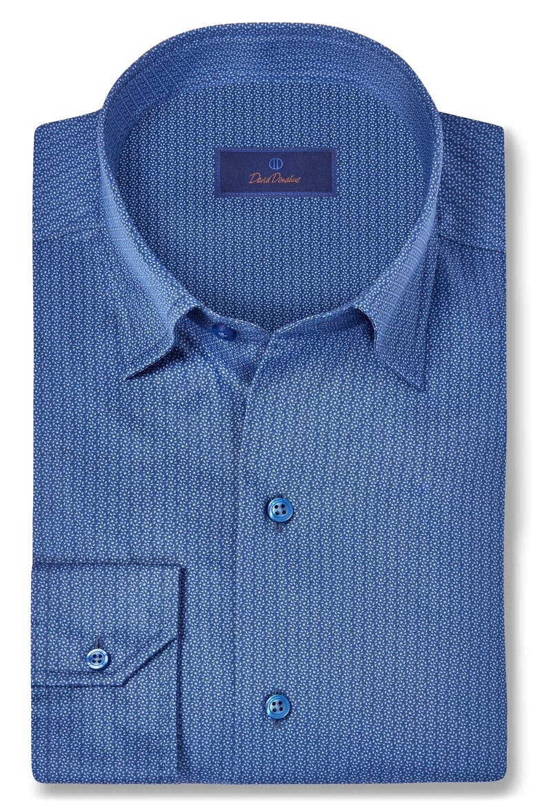 Neat Print Sport Shirt, Main, color, NAVY