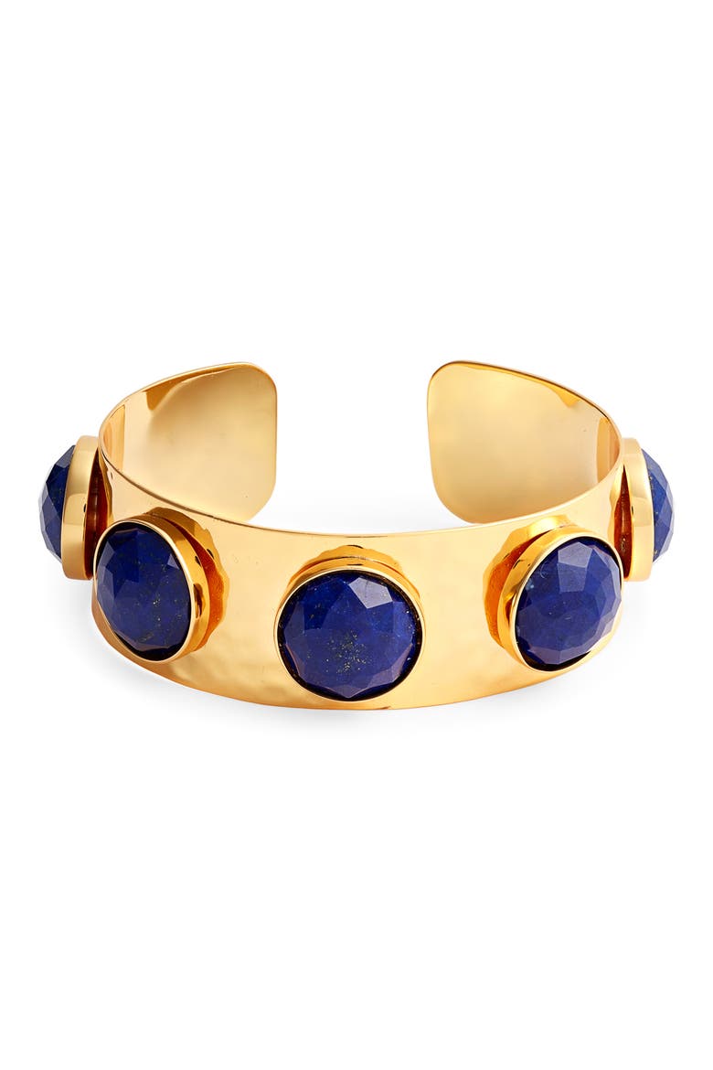 Lapis Hammered Cuff Bracelet, Main, color, BLUE