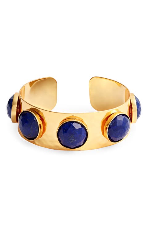 Lapis Hammered Cuff Bracelet