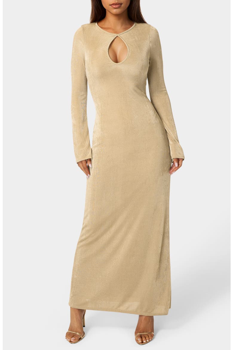 Keyhole Bell Sleeve Maxi Dress, Main, color, BEIGE