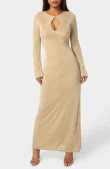 bebe Keyhole Bell Sleeve Maxi Dress