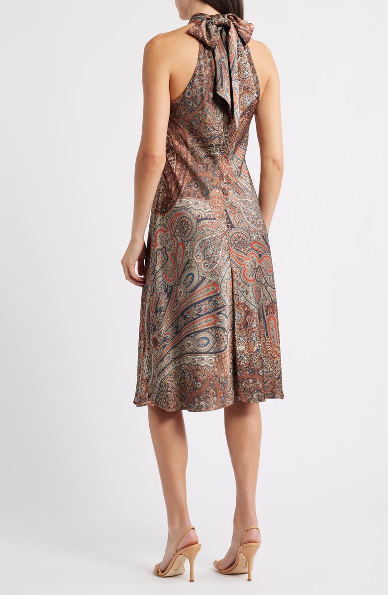 Lauren Ralph Lauren Paisley Charmeuse Halter Cocktail Dress, Alternate, color, Cream Multi
