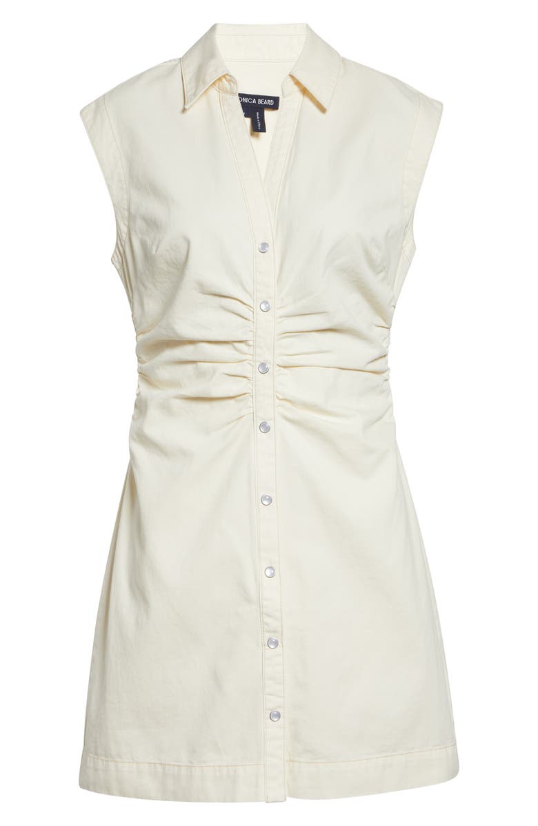 Veronica Beard Maura Sleeveless Mini Shirtdress, Main, color, Ecru