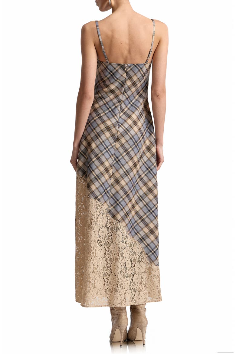 Lace Trim Bias Cut Maxi Dress, Alternate, color, LT BROWN PLAID