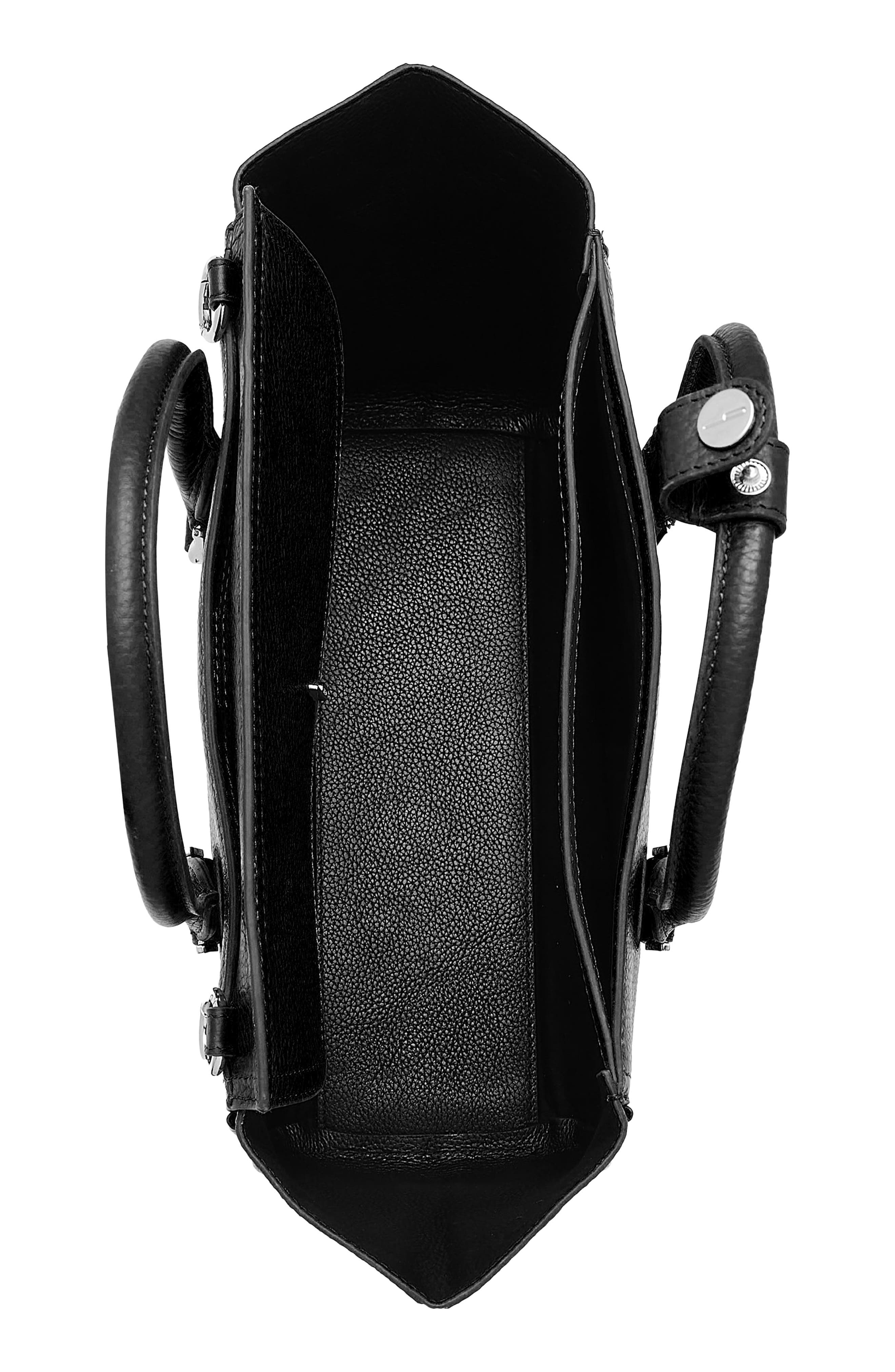 Coco Medium Pebbled Leather Satchel, Alternate, color, BLACK
