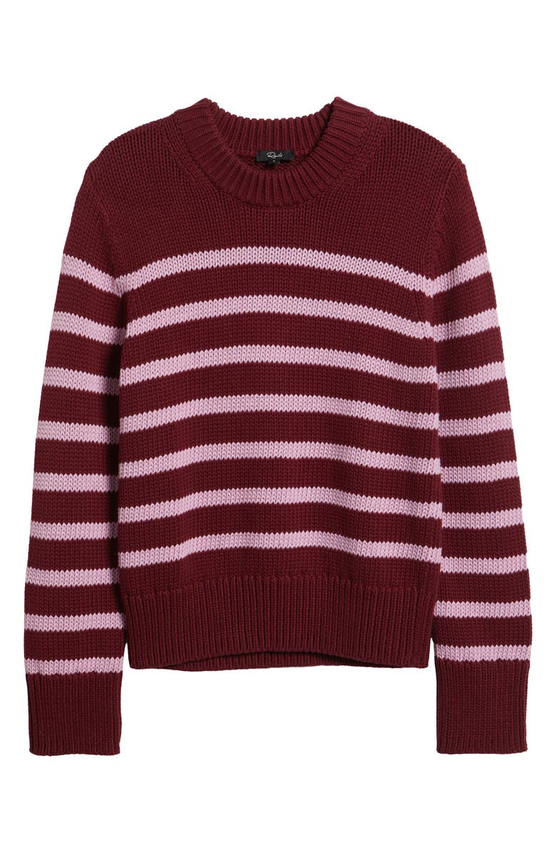 Rails Alise Stripe Crewneck Cotton Sweater, Alternate, color, Mulberry Stripe