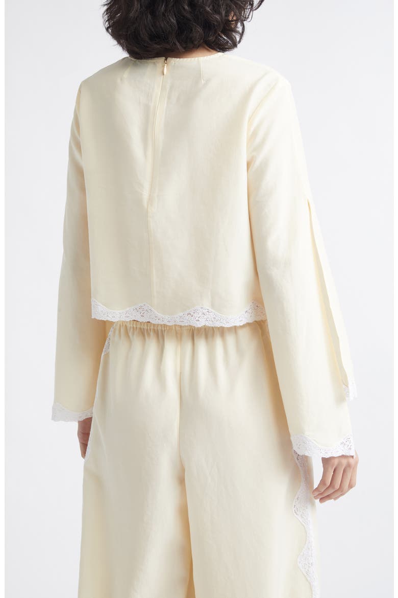 Tabitha Lace-Trimmed Tencel Top, Alternate, color, BUTTERMILK