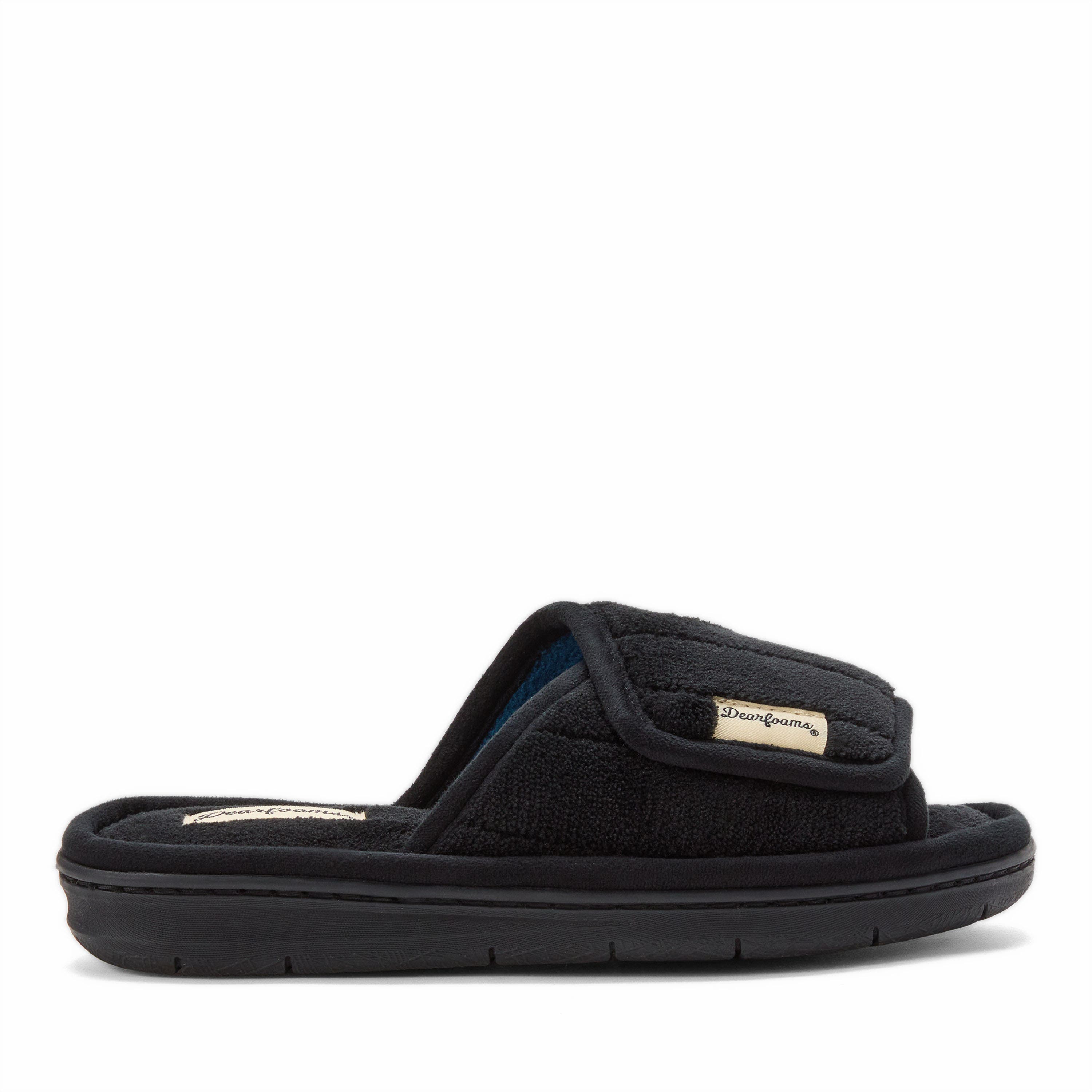 DEARFOAMS Mickey Terry Adjustable Shower Slide Slipper, Alternate, color, Black