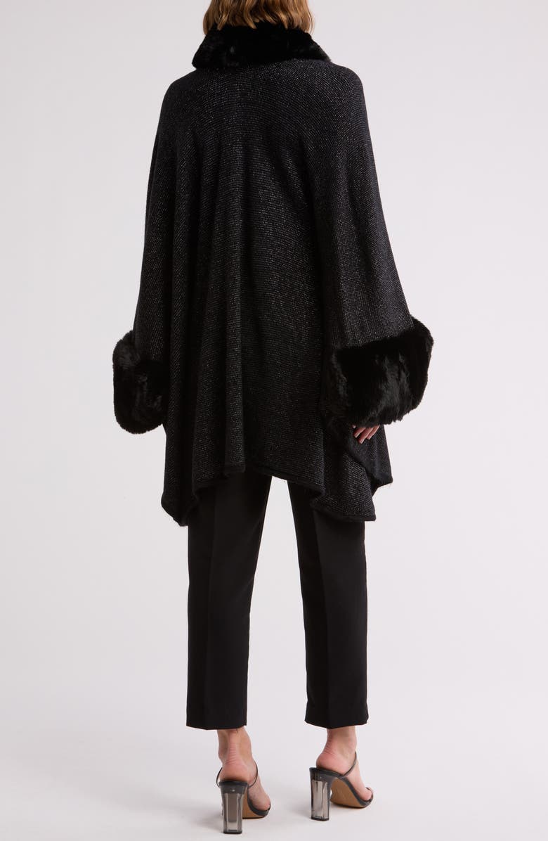 PATRIZIA LUCA Faux Fur Trim Glitz Ruana, Alternate, color, 