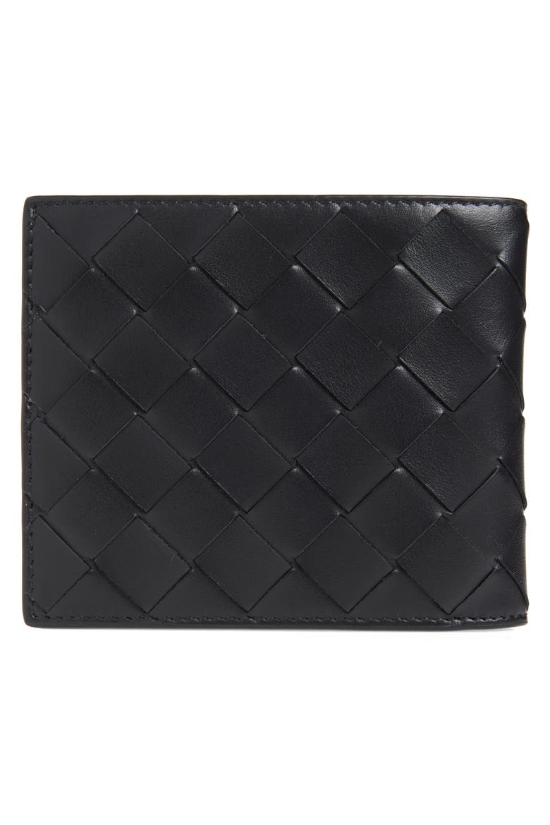 Intrecciato Leather Bifold Wallet, Alternate, color, 1278 BLACK/ SHAMROCK