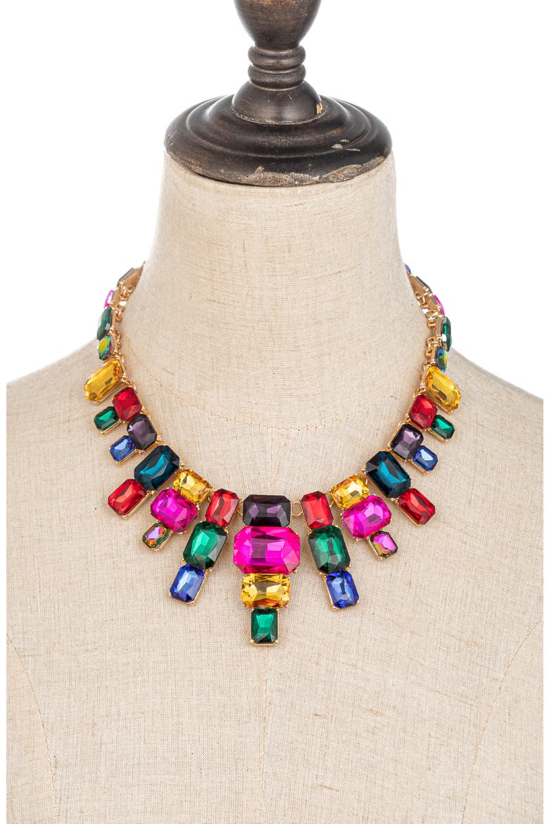 Jamie Rainbow Crystal Statement Necklace, Alternate, color, PINK