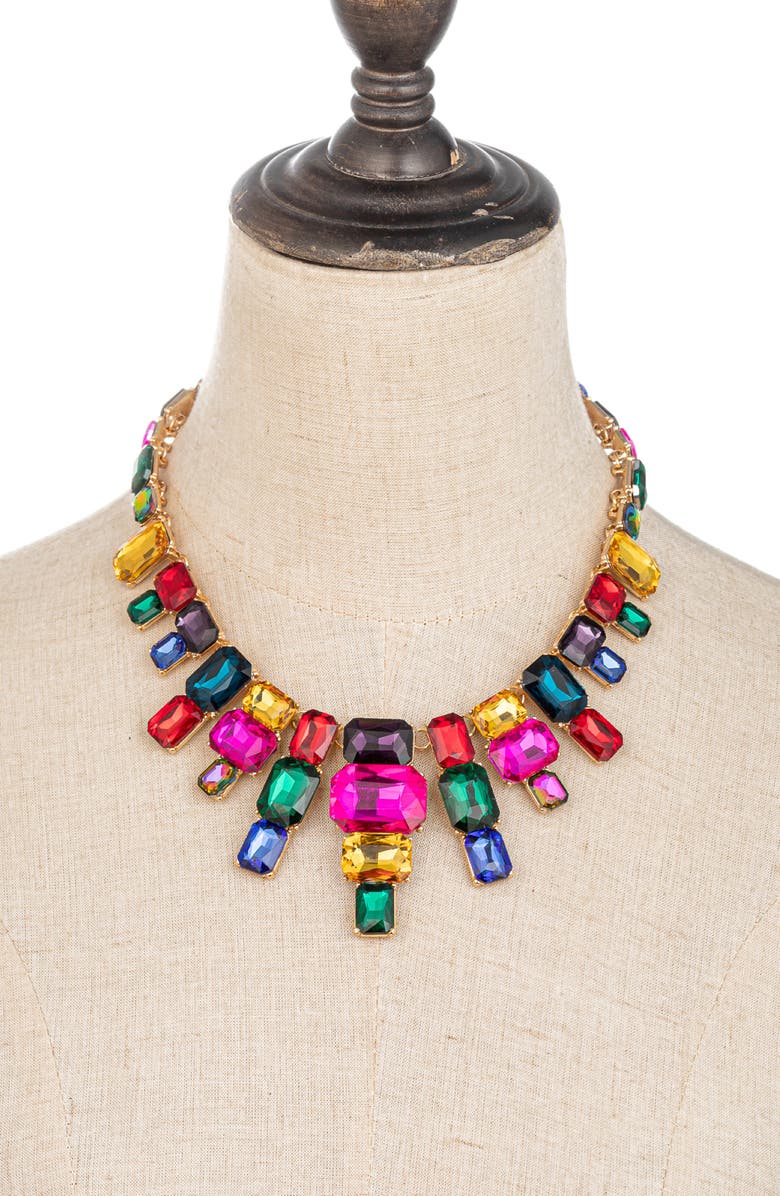EYE CANDY LOS ANGELES Jamie Rainbow Crystal Statement Necklace, Alternate, color, Pink