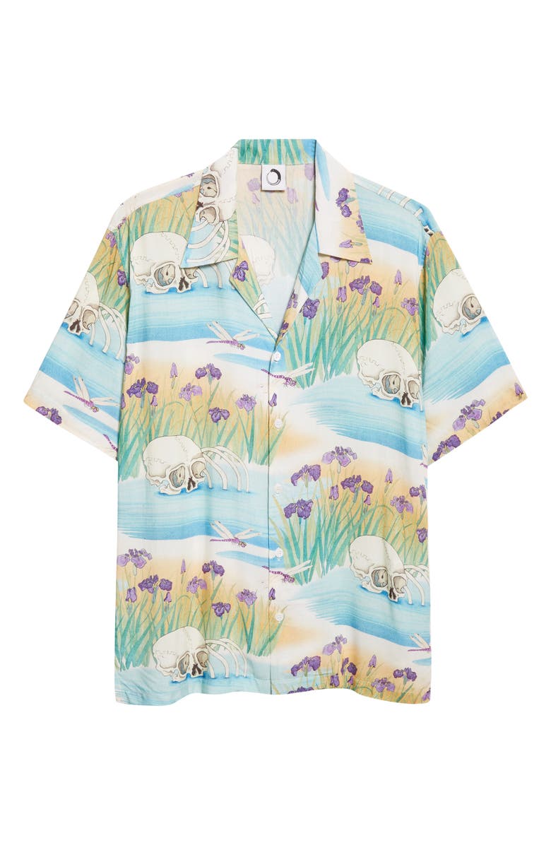 ENDLESS JOY Iris Camp Shirt, Alternate, color, Blue Multi