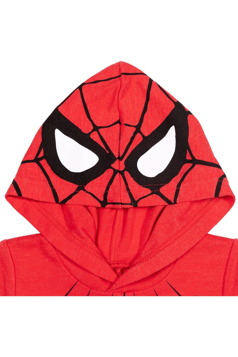 Hooded Romper, Alternate, color, Spider Man Red