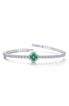 Simulated Emerald Clover Flexible Bangle