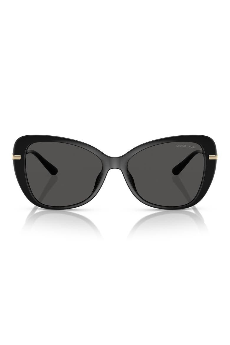 56mm Butterfly Sunglasses, Main, color, BLACK