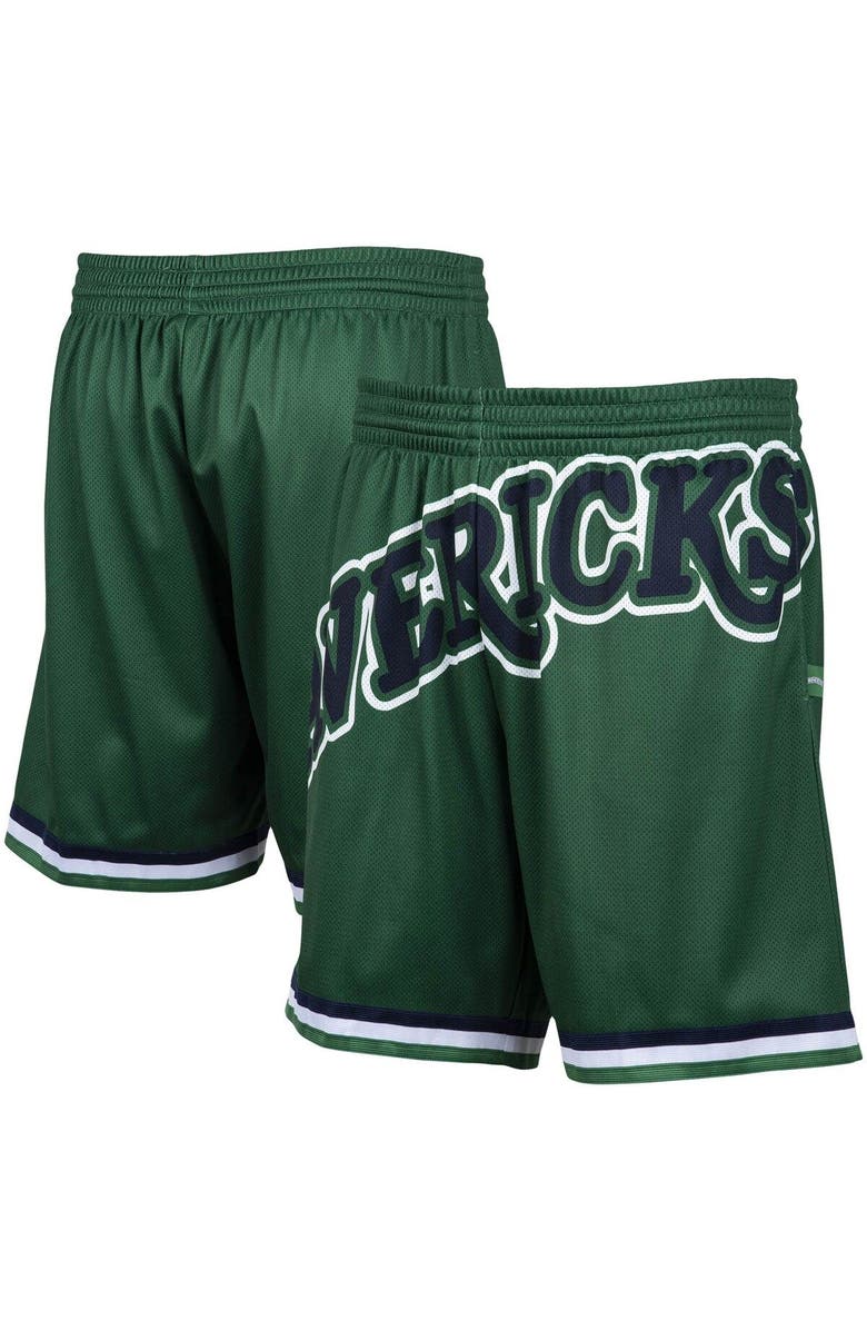Mitchell & Ness Men's Mitchell & Ness Green Dallas Mavericks Hardwood Classics Big Face 2.0 Shorts, Alternate, color, 