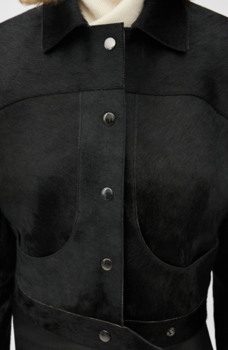 MANGO Faux Fur Collar Genuine Calf Hair Jacket, Alternate, color, 