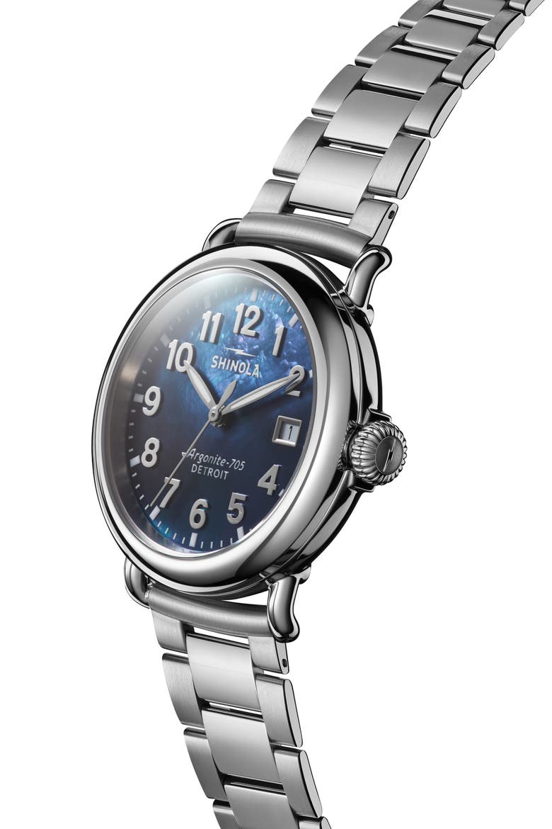 Runwell Mother-of-Pearl Bracelet Watch, 36mm, Alternate, color, CADET BLUE