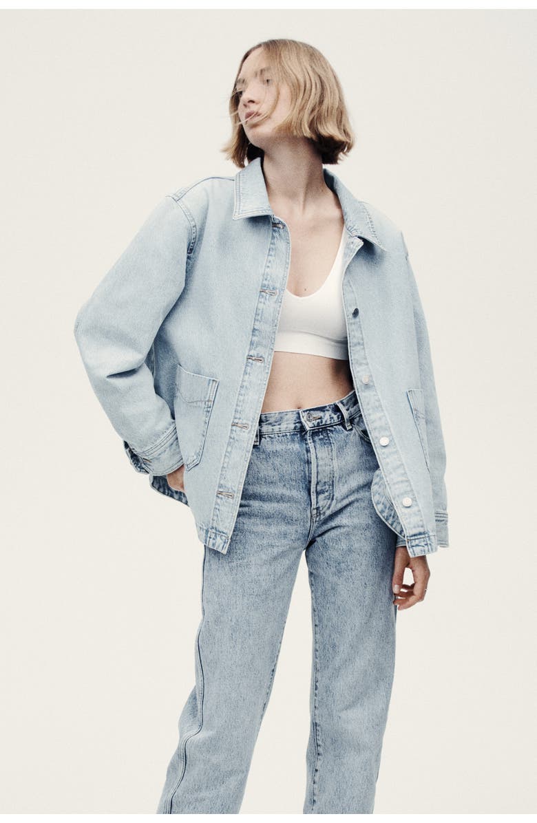 H&M Denim Shacket, Alternate, color, Light Denim Blue