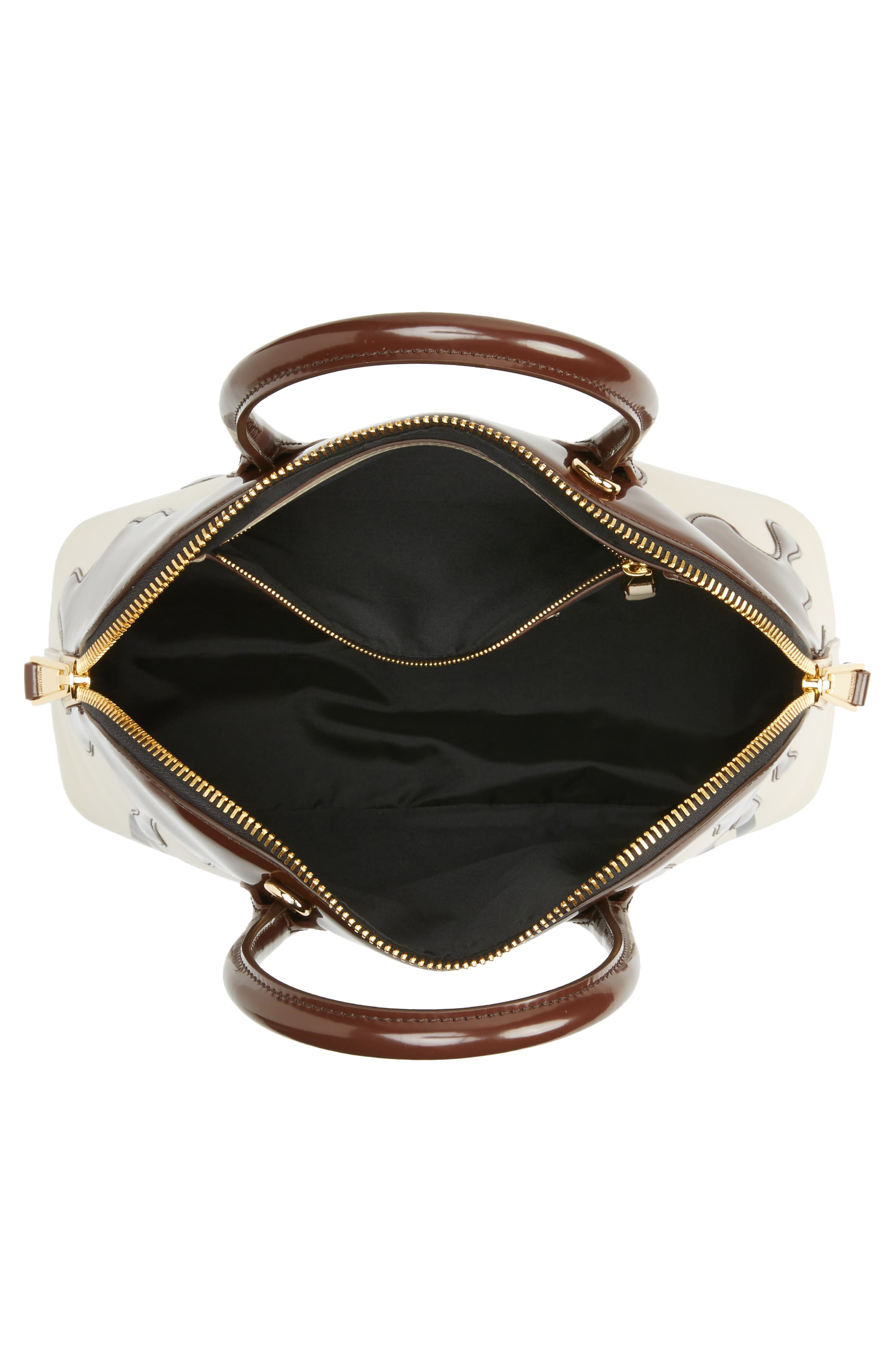 Moschino Melted Chocolate Leather Satchel, Alternate, color, 