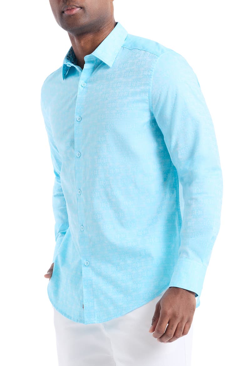 Stellman Long Sleeve Cotton Button-Up Shirt, Alternate, color, SEAFOAM